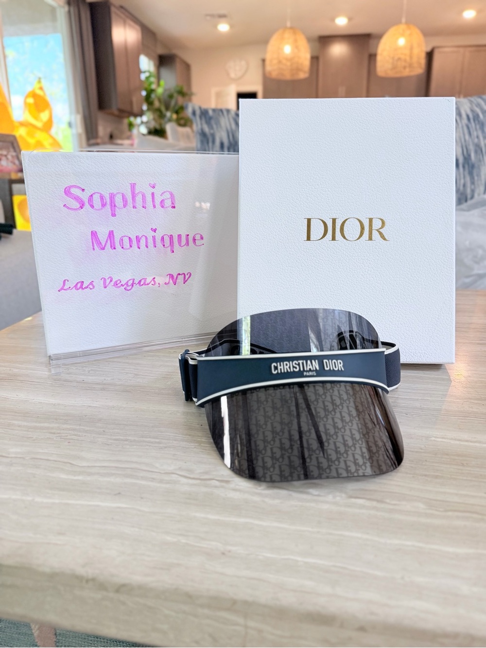 Dior Black and Gray Monogram Shield Visor